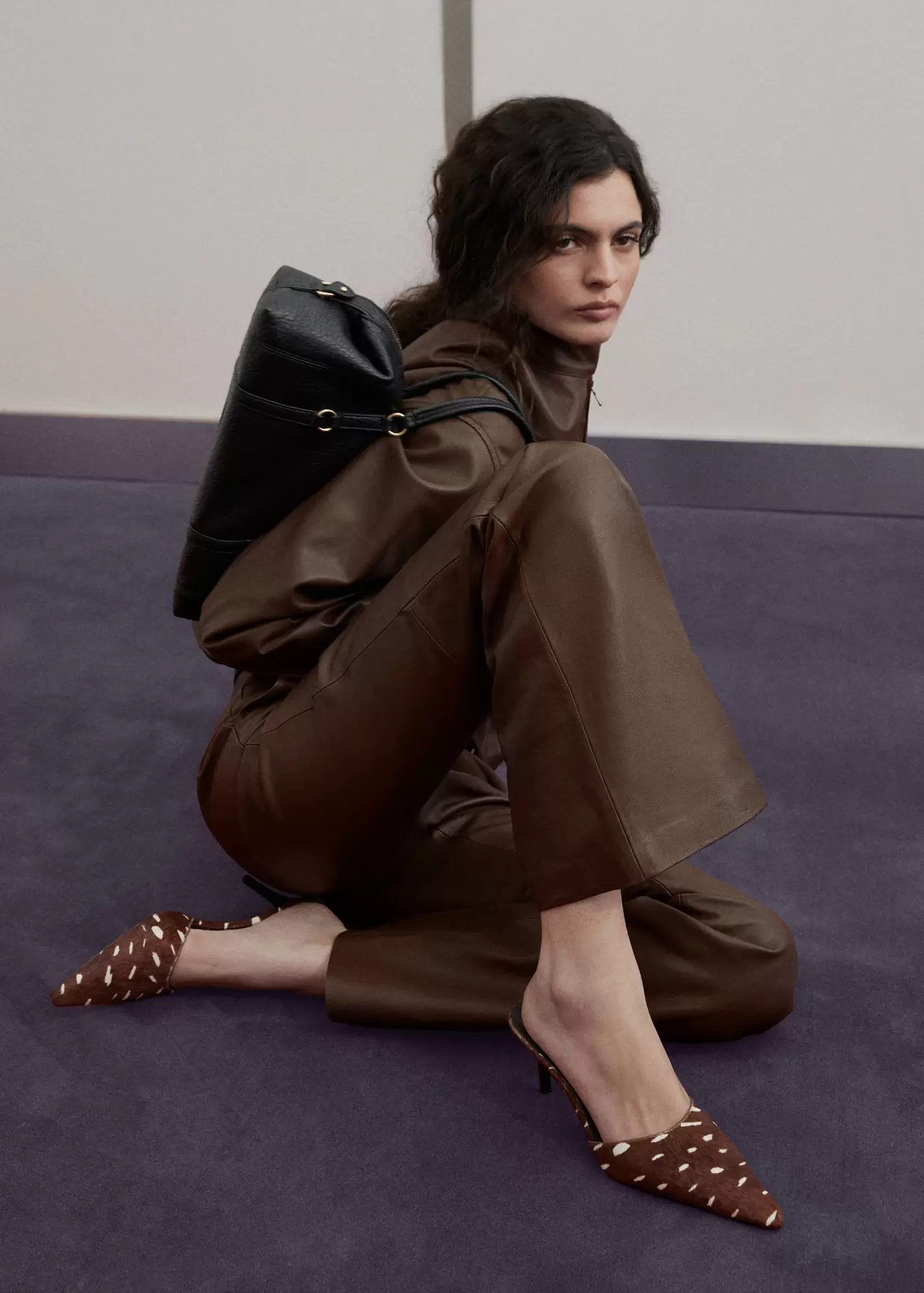 Bambi leather and faux fur high-heel shoe
