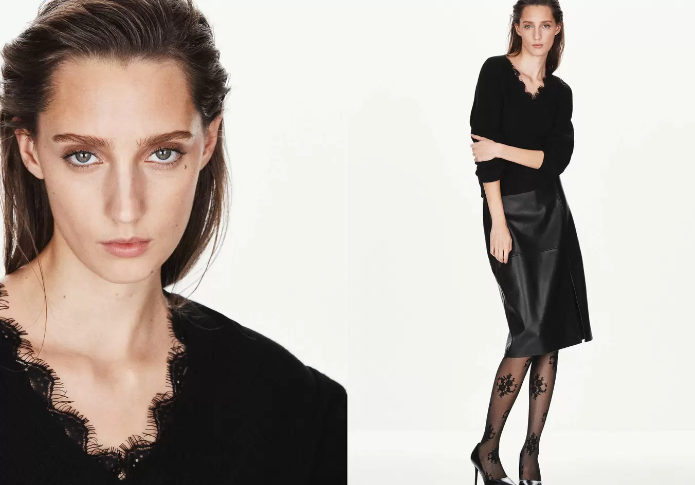 V-neck lace jumper
