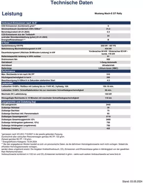 Ford Katalog in Basel | FORD MUSTANG MACH-E Preisliste Technische Daten | 2025-04-15T00:00:00.000Z - 2026-04-15T00:00:00.000Z
