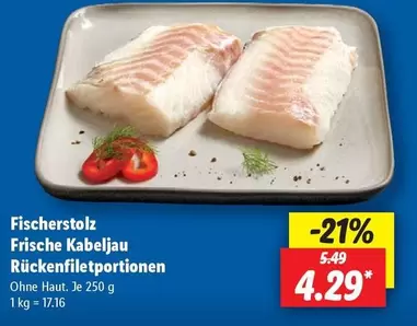 Frische Kabeljau Rückenfiletportionen