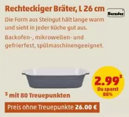 Rechteckiger Bräter, L 26 cm