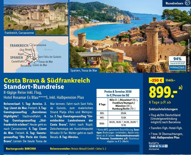 Costa Brava & Südfrankreich Standort-Rundreise