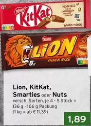 Lion, KitKat, Smarties oder Nuts