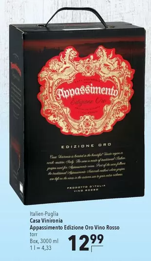 Appassimento Edizione Oro Vino Rosso