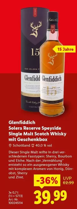 glenfiddich - Solera Reserve Speyside Single Malt Scotch Whisky mit Geschenkbox