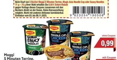 Maggi - 5 Minuten Terrine, Magic Asia Noodle Cup oder Saucy Noodles