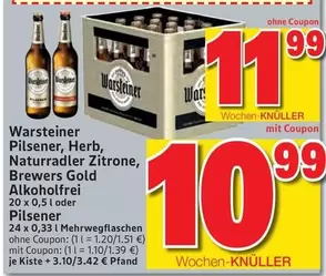Warsteiner - Pilsener, Herb, Naturradler Zitrone, Brewers Gold Alkoholfrei