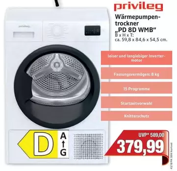 Wärmepumpen- trockner „PD 8D WMB"