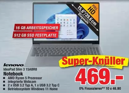 Lenovo - IdeaPad Slim 3 15ABR8 Notebook