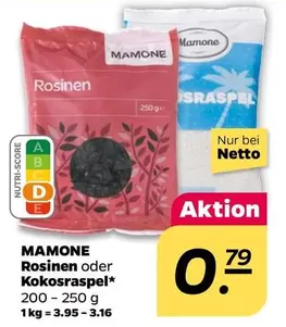 Rosinen oder Kokosraspel*