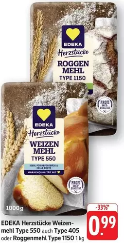 Ideal - Herzstücke Weizenmehl Type 550 oder Roggenmehl Type 1150