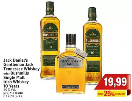 Gentleman -  Jack Tennessee Whiskey oder Bushmills Single Malt Irish Whiskey 10 Years