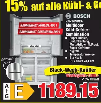 Bosch - KFN96VPEA Multidoor Kühl-Gefrier-kombination