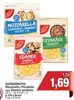 Mozzarella, Pizzakäse oder Edamer gerieben