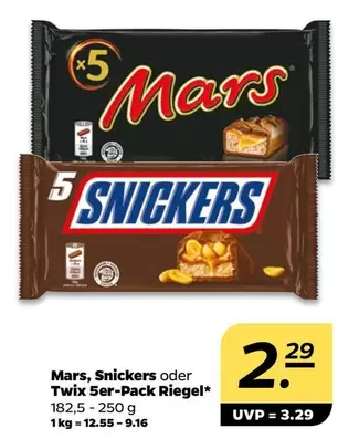 Mars - Snickers oder Twix 5er-Pack Riegel