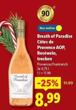 Provence - Breath of Paradise Côtes de  AOP, Roséwein, trocken