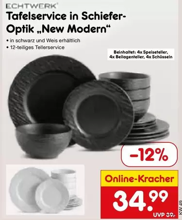 Tafelservice in Schiefer-Optik „New Modern"