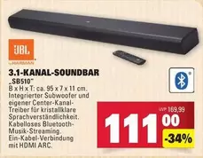 Jbl - 3.1-KANAL-SOUNDBAR SB510"