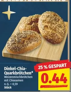 Dinkel-Chia-Quarkbrötchen