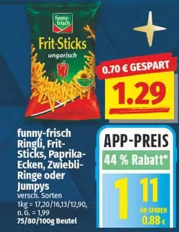 Ringli, Frit-Sticks, Paprika-Ecken, Zwiebli-Ringe oder Jumpys