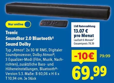 Soundbar 2.0 Bluetooth® Sound Dolby