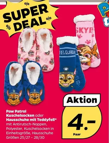 Paw Patrol - Kuschelsocken oder Hausschuhe mit Teddyfell