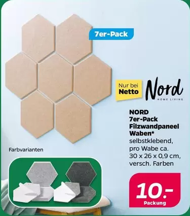 7er-Pack Filzwandpaneel Waben*