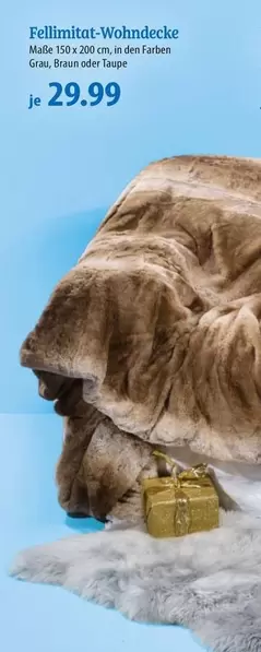 Braun - Fellimitat-Wohndecke