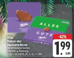 Milka - Pralinés oder Hauchzarte Herzen
