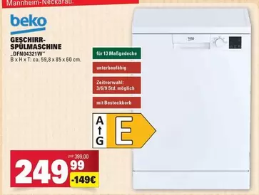 Beko - GESCHIRR-SPULMASCHINE DFN04321W