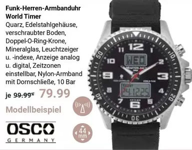 Funk-Herren-Armbanduhr World Timer