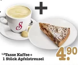 Tasse Kaffee + 1 Stück Apfelstreusel