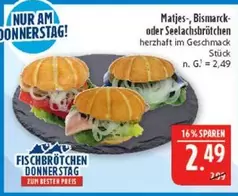 Matjes-, Bismarck- oder Seelachsbrötchen