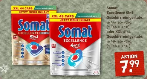 Excellence 5in1 Geschirrreinigertabs oder XXL 4in1 Geschirrreinigertabs