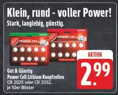 Lithium - Knopfzellen CR 2025 oder CR 2032