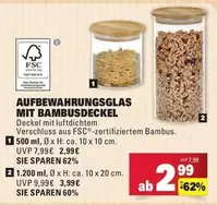 AUFBEWAHRUNGSGLAS MIT BAMBUSDECKEL