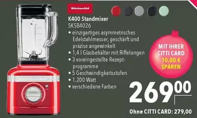 Kitchenaid - K400 Standmixer 5KSB4026