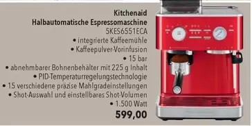 Kitchenaid - Halbautomatische Espressomaschine SKES6551ECA