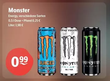 Monster - Energy, Verschiedene Sorten
