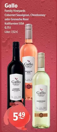 Gallo - Family Vineyards Cabernet Sauvignon, Chardonnay Oder Grenache Rosé Kalifornien/USA