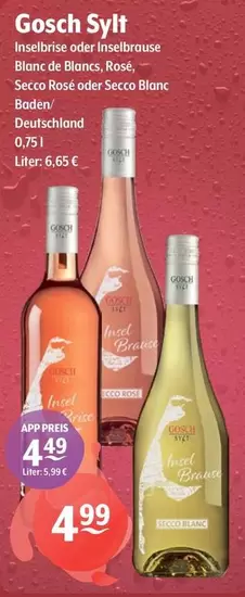 Gosch Sylt - Inselbrise Oder Inselbrause Blanc De Blancs, Rosé, Secco Rosé Oder Secco Blanc Baden/Deutschland