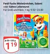 Fuchs - Miniwürstchen, Salami oder Sahne Leberwurst