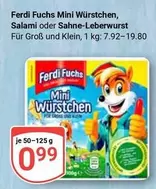 Fuchs - Mini Würstchen, Salami oder Sahne-Leberwurst