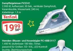 Tefal - Dampfbügeleisen FV2C41, Hemden-/Blusen- und Hosenbügler PC-HBB 3117