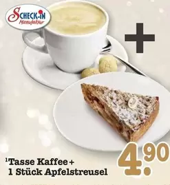 Tasse Kaffee + 1 Stück Apfelstreusel