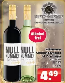 Nullnummer Cabernet Sauvignon od. Pinot Grigio