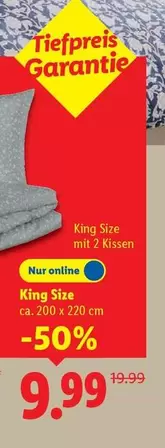 King Size mit 2 Kissen