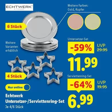 Gold - Untersetzer-/Serviettenring-Set