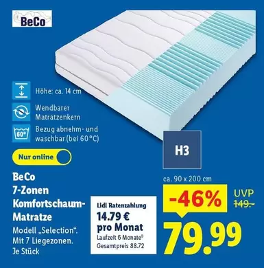 7-Zonen Komfortschaum-Matratze