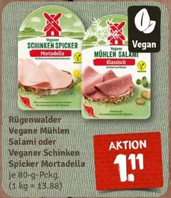 Vegane Mühlen Salami oder Veganer Schinken Spicker Mortadella